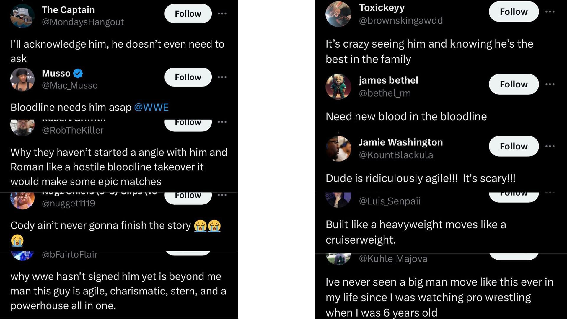 Fan reaction to Jacob Fatu's in-ring work